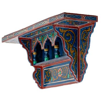 Etagère marocaine suspendue en bois - Darl Blue - 48 x 26 x 10 cm 3