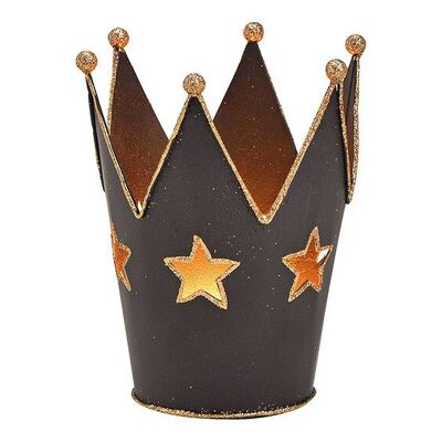 Corona de farol, decoración de estrellas de metal negro (An/Al/Pr) 9x11x9cm