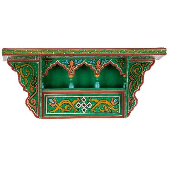 Etagère marocaine suspendue en bois - Vert - 48 x 20 x 10 cm 1