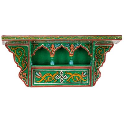 Estantería colgante de madera marroquí - Verde - 48 x 20 x 10 cm