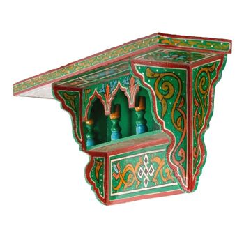 Etagère marocaine suspendue en bois - Vert - 48 x 20 x 10 cm 3