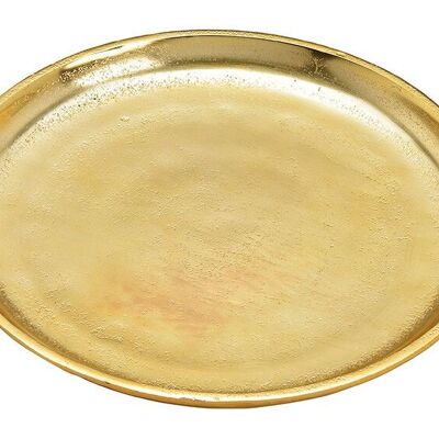 Assiette ronde décorative en métal doré (L/H/P) 25x2x25cm