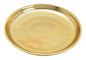 Assiette ronde décorative en métal doré (L/H/P) 25x2x25cm