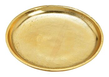 Assiette ronde décorative en métal doré (L/H/P) 20x2x20cm