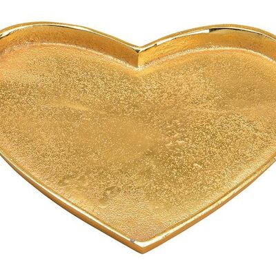 Piatto decorativo cuore in metallo dorato (L/A/P) 23x2x21 cm