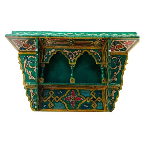 Moroccan Wooden hanging Shelf - Green Basil - 40 x 23 x 10 cm