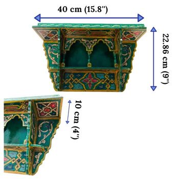 Etagère marocaine suspendue en bois - Basilic vert - 40 x 23 x 10 cm 2