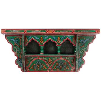 Etagère suspendue marocaine en bois - Vintage vert - 48 x 26 x 10 cm 1