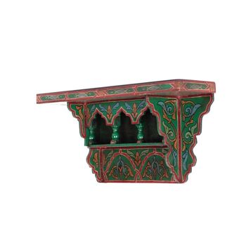 Etagère suspendue marocaine en bois - Vintage vert - 48 x 26 x 10 cm 2