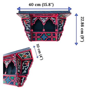 Etagère suspendue marocaine en bois - Violet - 40 x 23 x 10 cm 3