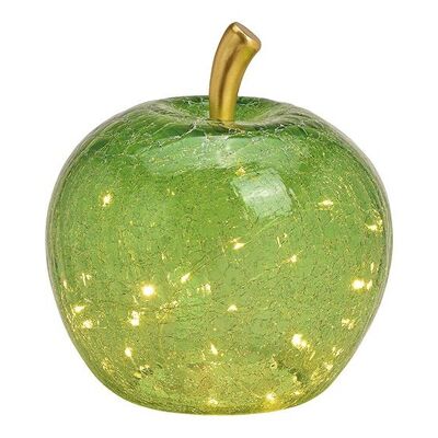 Pomme avec 30 LED, avec minuterie en verre vert (L/H/P) 22x24x22cm