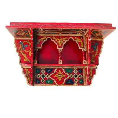 Marokkanisches Hängeregal aus Holz - Roter Backstein - 40 x 23 x 10 cm