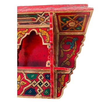 Etagère suspendue marocaine en bois - Brique rouge - 40 x 23 x 10 cm 2