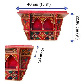 Etagère suspendue marocaine en bois - Brique rouge - 40 x 23 x 10 cm 3