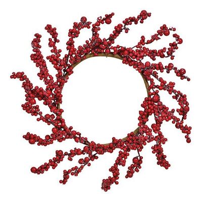 Corona de bayas de plástico rojo (An/Al/Pr) 40x40x3cm