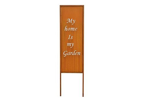 Stecker rostig Finish, My home is my garten, aus Metall Braun (B/H/T) 22x83x1cm