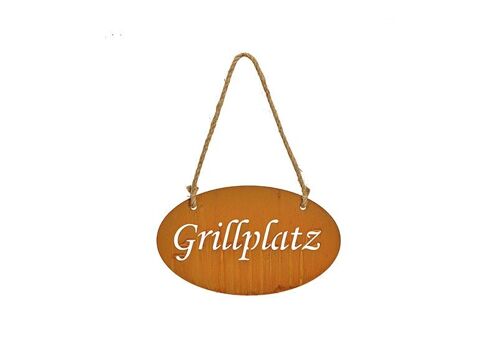 Hänger rostig Finish, Grillplatz, aus Metall Braun (B/H) 30x18cm