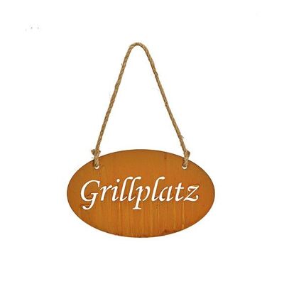 Hänger rostig Finish, Grillplatz, aus Metall Braun (B/H) 30x18cm