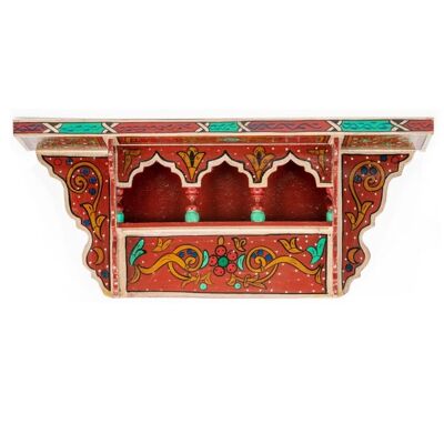 Marokkanisches Hängeregal aus Holz - Roter Backstein - 48 x 20 x 10 cm