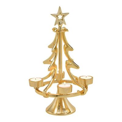 Corona dell'Avvento albero di Natale in metallo, oro (L/A/P) 22x37x22 cm