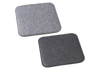 Coussin d'assise, bicolore, réversible, en feutre gris, 2 plis, (L/H) 35x35cm, polyester rempli de mousse