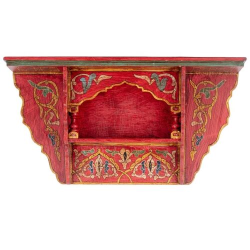 Moroccan Wooden hanging Shelf - Red Brick - 48 x 26 x 10 cm