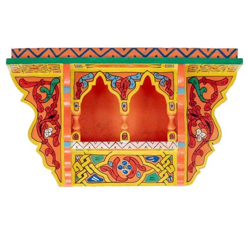 Moroccan Wooden hanging Shelf - Yellow - 40 x 23 x 10 cm