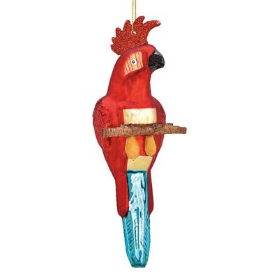 Weihnachtshänger Papagei aus Glas, Rot (B/H/T) 5x17x4cm