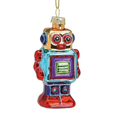 Weihnachtshänger Roboter aus Glas, Bunt (B/H/T) 5x9x3cm