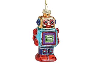 Robot cintre de Noël en verre, coloré (L/H/P) 5x9x3cm