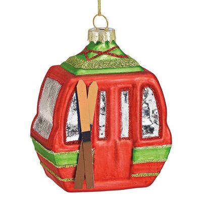 Gondola appendiabiti natalizia in vetro, rosso/verde (L/A/P) 8x10x5 cm