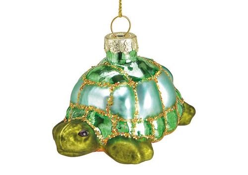 Weihnachtshänger Schildkröte aus Glas, Grün (B/H/T) 7x5x5cm