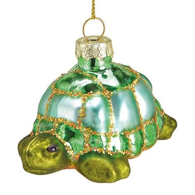 Tartaruga natalizia da appendere in vetro, verde (L/A/P) 7x5x5 cm