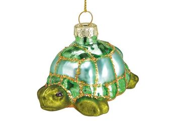 Cintre de Noël tortue en verre, vert (L/H/P) 7x5x5cm