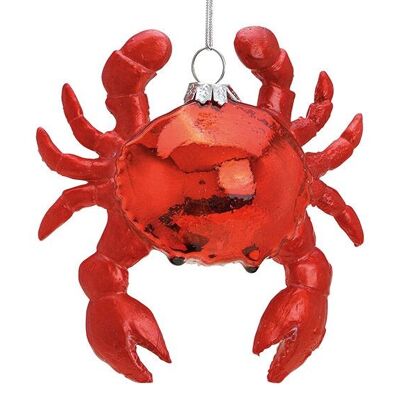 Crabe de Noël en verre/poly, rouge (L/H/P) 10x10x4cm