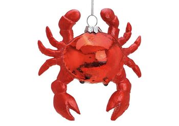 Crabe de Noël en verre/poly, rouge (L/H/P) 10x10x4cm