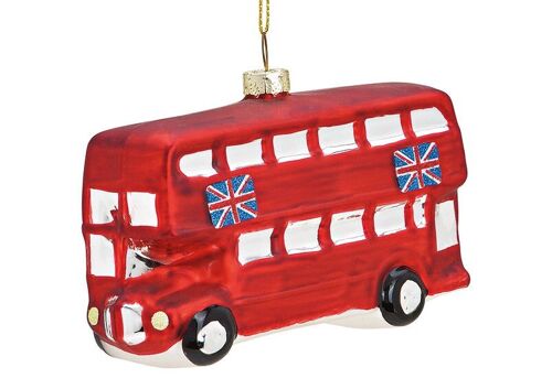 Weihnachtshänger London Bus aus Glas, Rot (B/H/T) 11x7x4cm