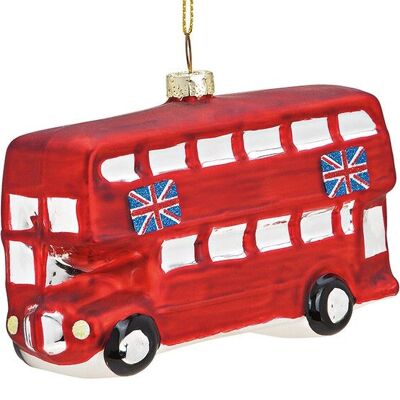 Cintre de Noël Bus de Londres en verre, rouge (L/H/P) 11x7x4cm