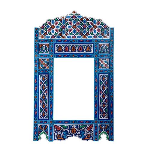Moroccan Wooden Mirror Frame - Blue - 118 x 68 cm