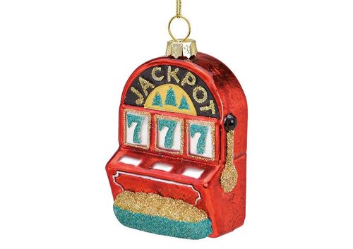 Weihnachtshänger Spielautomat aus Glas, Rot (B/H/T) 5x8x3cm