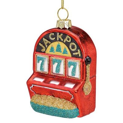 Slot machine natalizia con appendiabiti in vetro, rosso (L/A/P) 5x8x3 cm