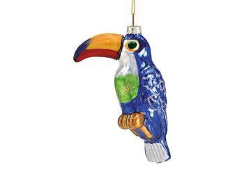 Cintre de Noël toucan en verre, bleu (L/H/P) 7x12x4cm