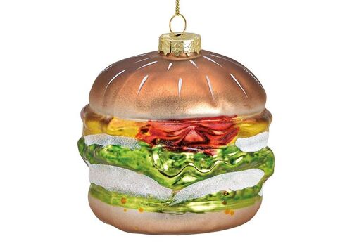 Weihnachtshänger Hamburger aus Glas, Bunt Ø9cm