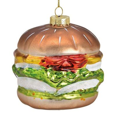 Appendino natalizio hamburger in vetro, colorato Ø9cm