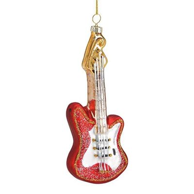 Cintre de Noël guitare en verre rouge (L/H/P) 5x15x2cm