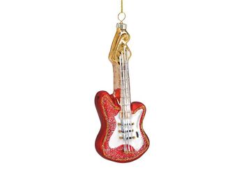 Cintre de Noël guitare en verre rouge (L/H/P) 5x15x2cm