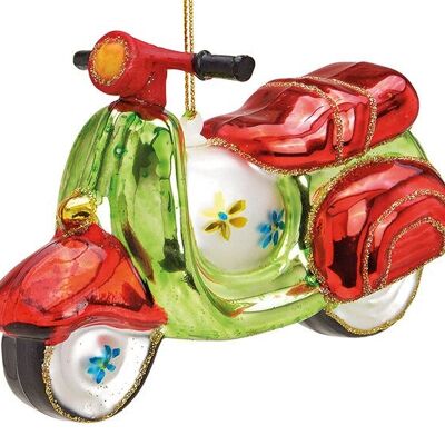 Weihnachtshänger Motorroller aus Glas, Bunt (B/H/T) 11x8x4cm