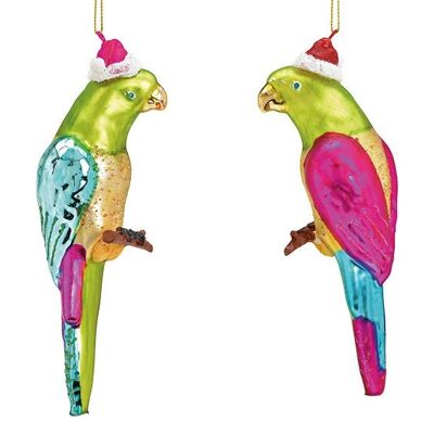 Appendino natalizio pappagallo in vetro colorato 2 volte, (L/A/P) 5x18x5 cm
