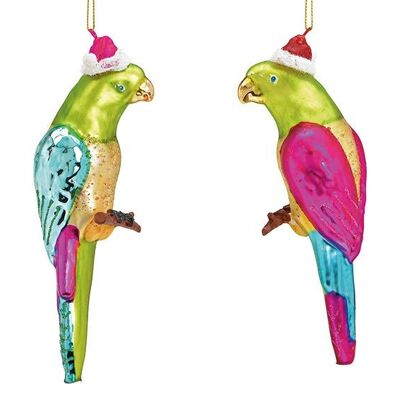 Perroquet de suspension de Noël en verre coloré 2 fois, (L/H/P) 5x18x5cm