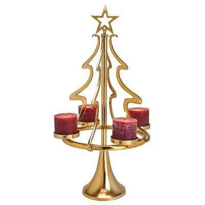 Adventsgesteck Tannenbaum aus Metall, Gold (B/H/T) 48x86x48cm